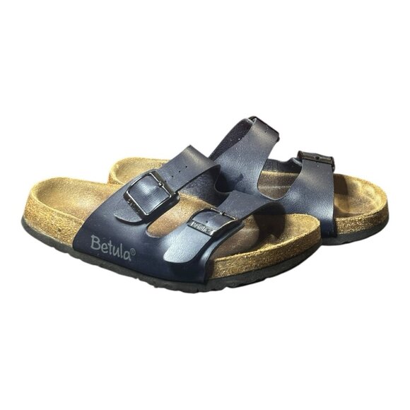Birkenstock Betula Navy Blue Soft Florida Leather Sandals Womens Size US 7 EU 38 - Picture 1 of 11